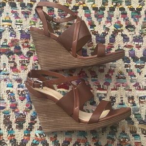 Cole Haan Brown strappy leather wedges